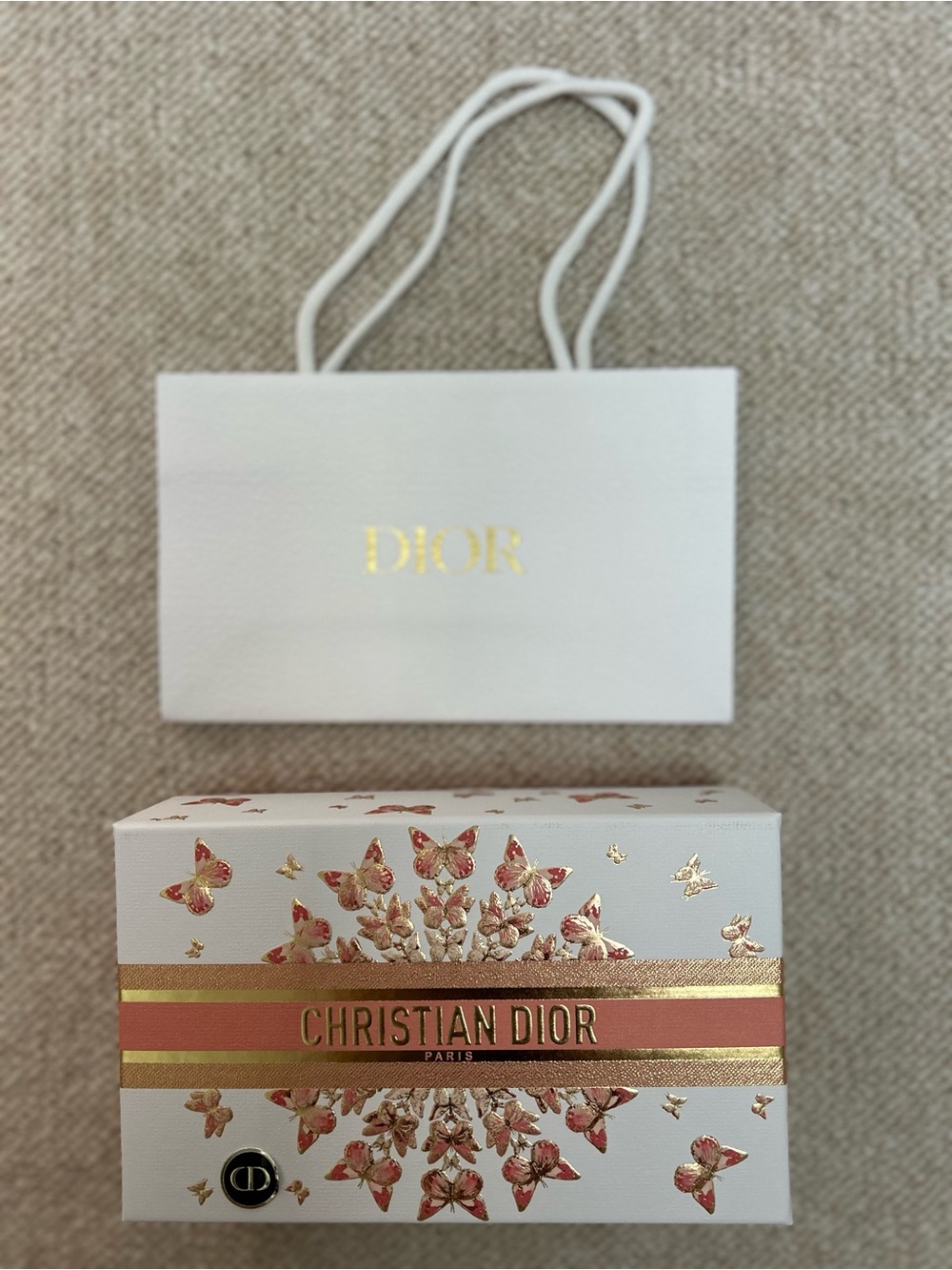 Christian Dior Empty Gift Box, Shopping Bag & Tissue Paper Set – Butterfly Print - Picture 2 of 4
